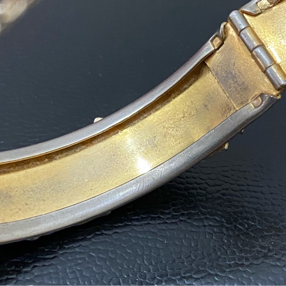 Vintage Unsigned Gold-tone Floral Flower Cloisonne Hinged Bangle Bracelet 36.2g - Picture 16 of 16